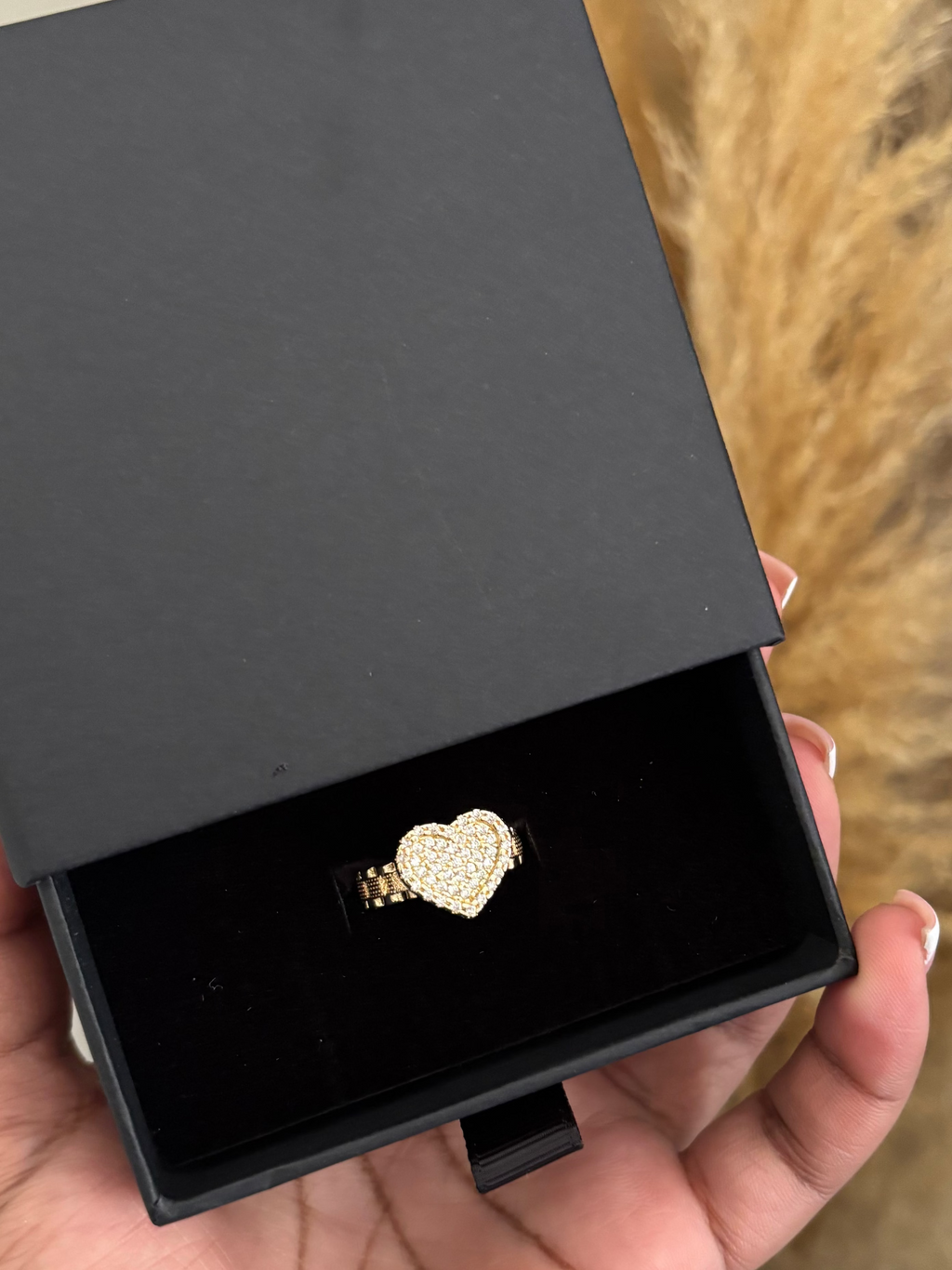 White Diamond Heart Ring