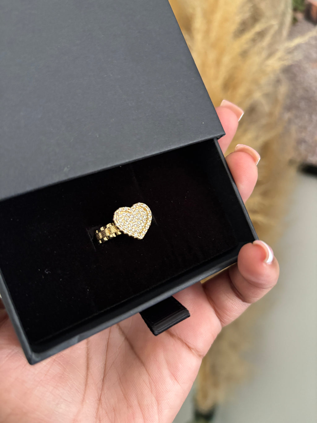 White Diamond Heart Ring