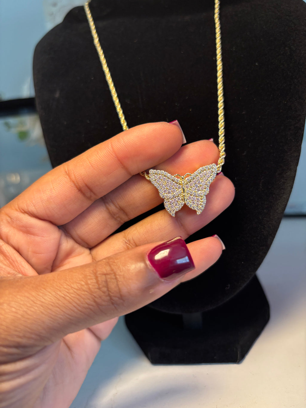 Iced Out PINK butterfly