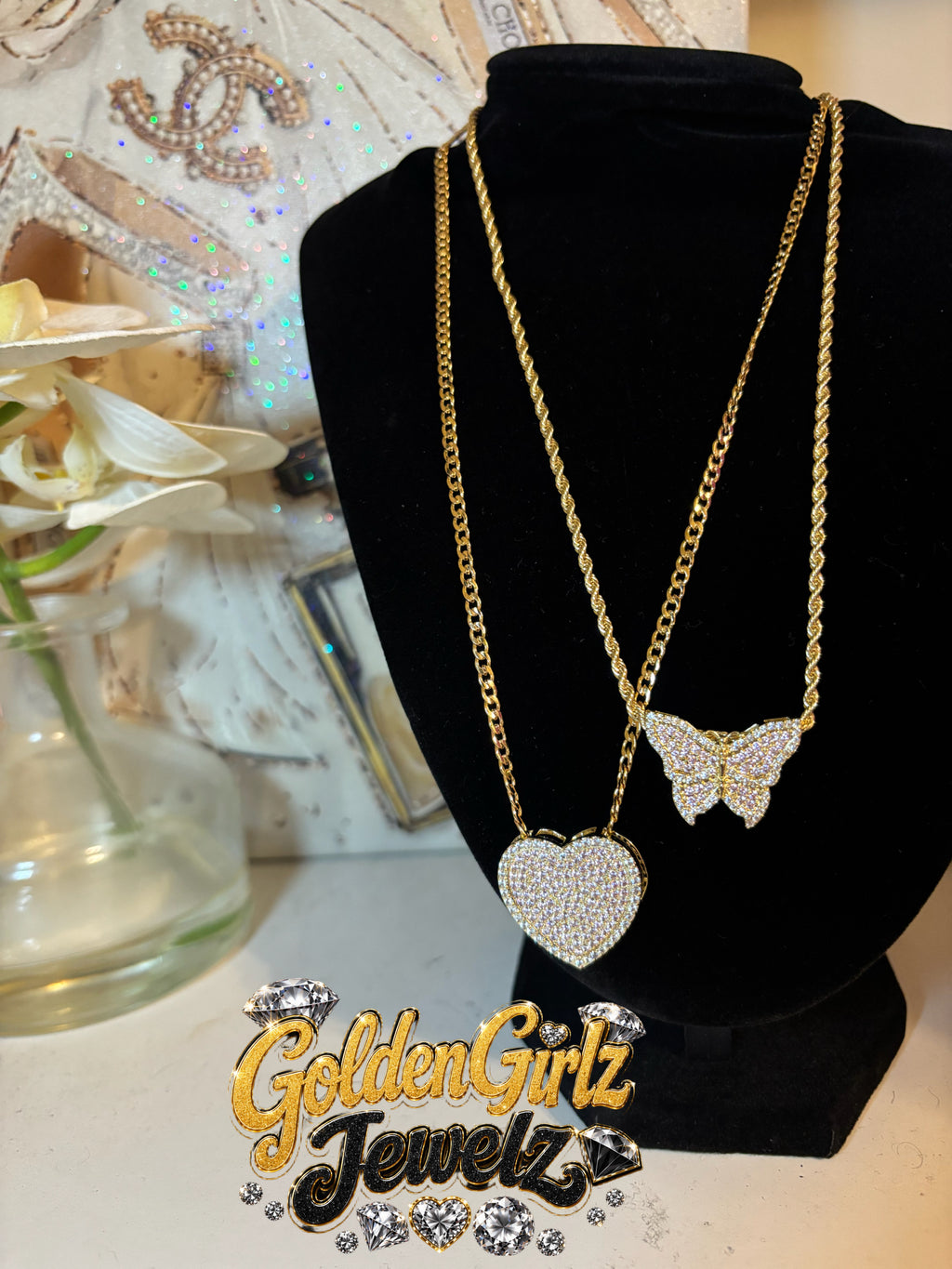 Iced Out PINK butterfly
