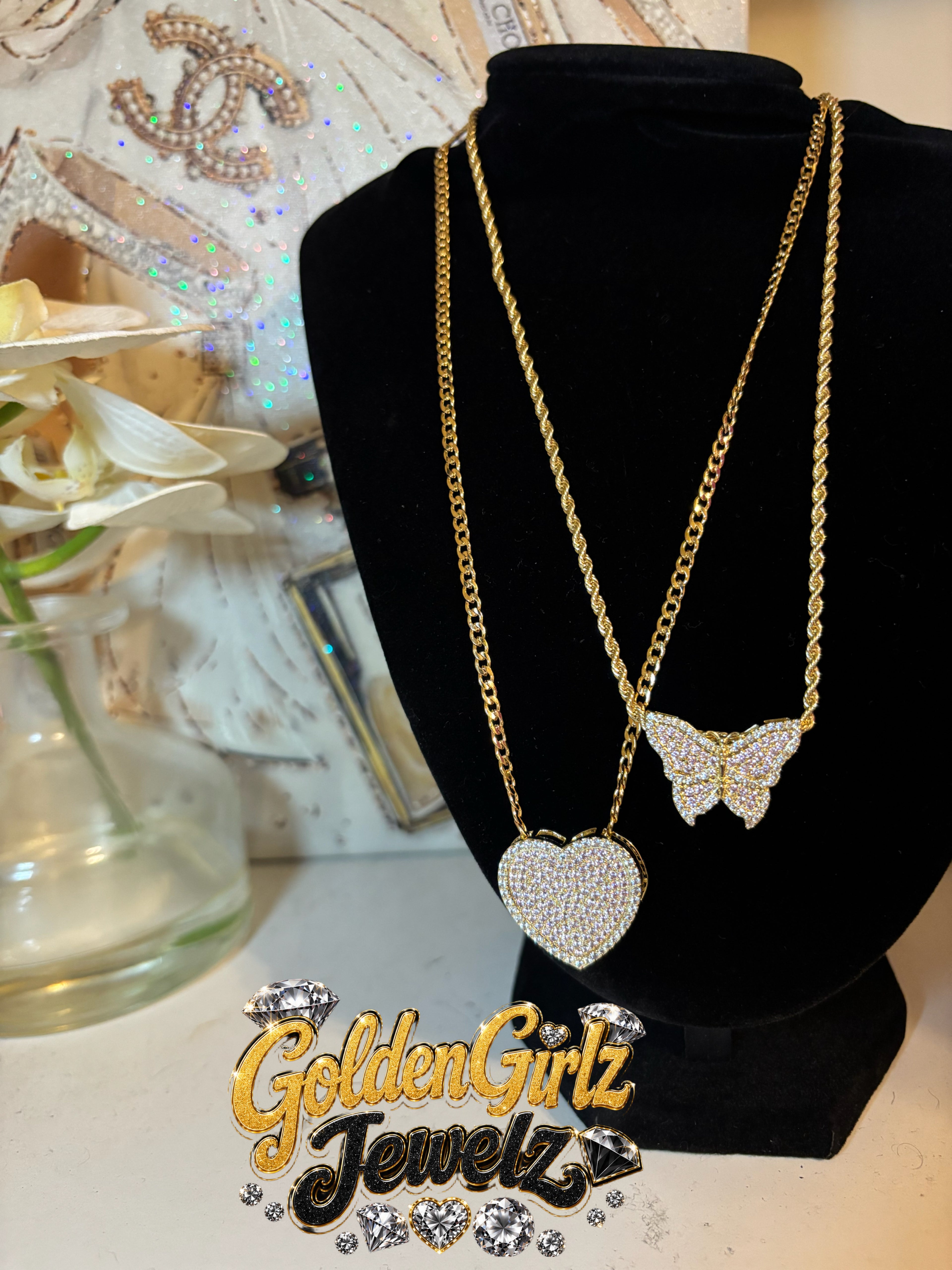 Iced Out PINK butterfly